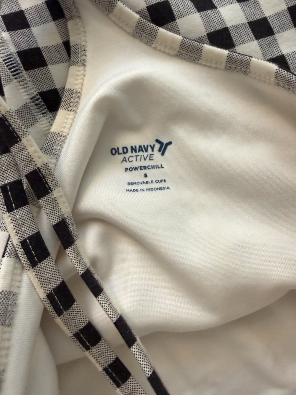 Old Navy Active Powerchill Racerback Checkered Romper in Black/White Plaid Check - Picture 9 of 10